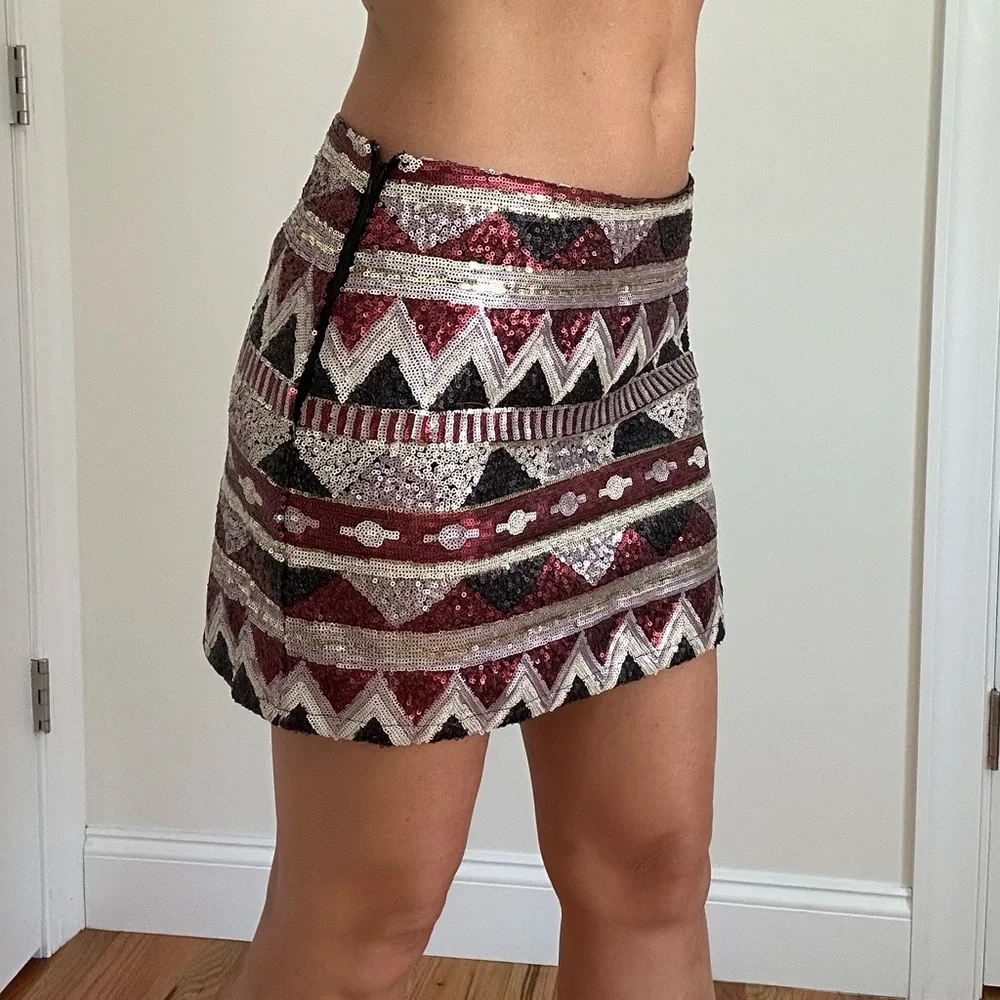 Sequined Aztec Patter Mini Skirt